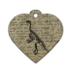 Dinosaur Skeleton Dog Tag Heart (two Sides)