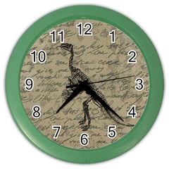 Dinosaur Skeleton Color Wall Clocks by Valentinaart