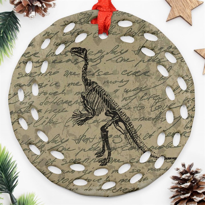 Dinosaur skeleton Round Filigree Ornament (Two Sides)