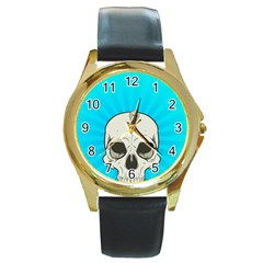 Skull Ball Line Schedule Round Gold Metal Watch by Simbadda