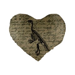 Dinosaur Skeleton Standard 16  Premium Flano Heart Shape Cushions by Valentinaart