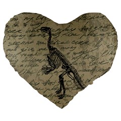 Dinosaur Skeleton Large 19  Premium Flano Heart Shape Cushions by Valentinaart