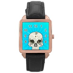 Skull Ball Line Schedule Rose Gold Leather Watch  by Simbadda