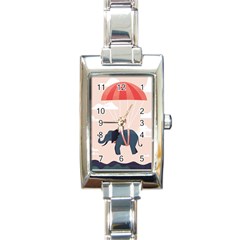 Digital Slon Parashyut Vektor Rectangle Italian Charm Watch by Simbadda