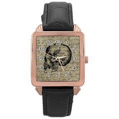 Skull Rose Gold Leather Watch 