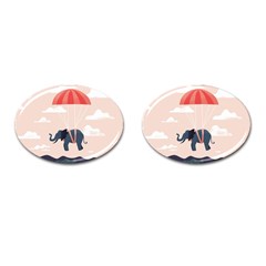 Digital Slon Parashyut Vektor Cufflinks (oval) by Simbadda