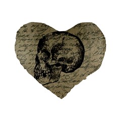 Skull Standard 16  Premium Flano Heart Shape Cushions