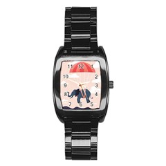 Digital Slon Parashyut Vektor Stainless Steel Barrel Watch by Simbadda