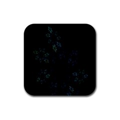 Fractal Pattern Black Background Rubber Coaster (square)  by Simbadda