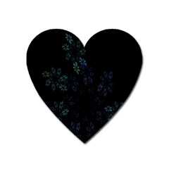 Fractal Pattern Black Background Heart Magnet