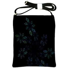 Fractal Pattern Black Background Shoulder Sling Bags by Simbadda