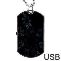 Fractal Pattern Black Background Dog Tag Usb Flash (one Side)