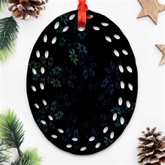 Fractal Pattern Black Background Oval Filigree Ornament (two Sides)