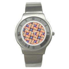 Overlaid Patterns Stainless Steel Watch