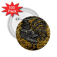 Vintage Rooster  2 25  Buttons (100 Pack)  by Valentinaart