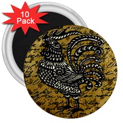 Vintage Rooster  3  Magnets (10 Pack)  by Valentinaart