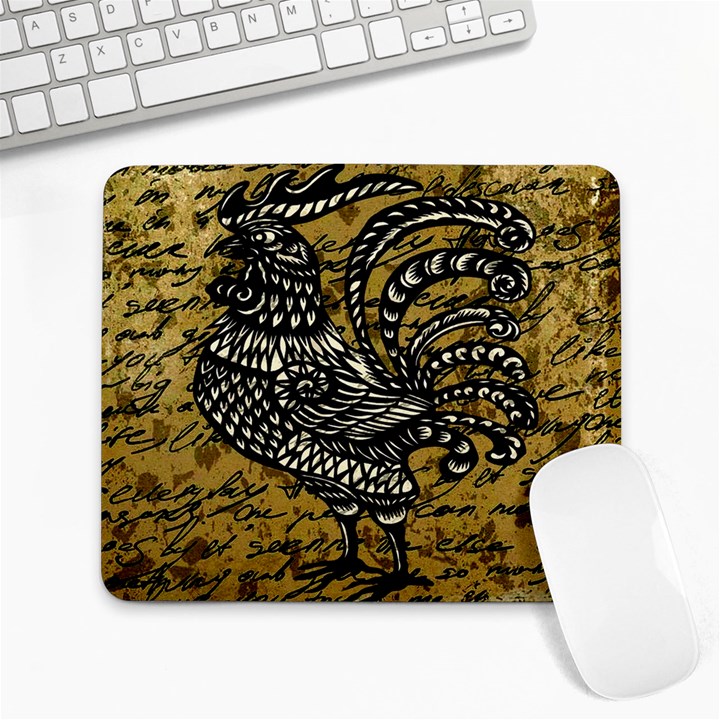 Vintage rooster  Large Mousepads