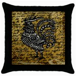 Vintage rooster  Throw Pillow Case (Black) Front