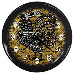 Vintage Rooster  Wall Clocks (black) by Valentinaart