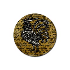 Vintage Rooster  Rubber Coaster (round)  by Valentinaart