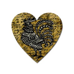 Vintage Rooster  Heart Magnet by Valentinaart