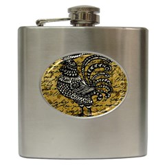 Vintage Rooster  Hip Flask (6 Oz) by Valentinaart