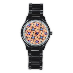 Overlaid Patterns Stainless Steel Round Watch