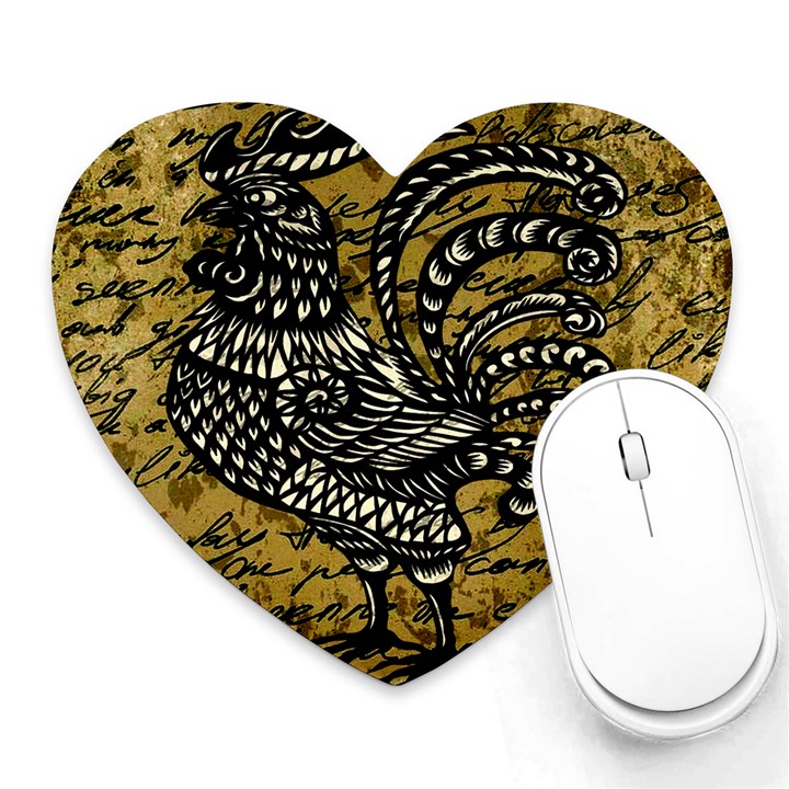 Vintage rooster  Heart Mousepads