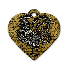 Vintage Rooster  Dog Tag Heart (one Side)