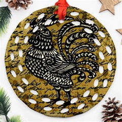 Vintage Rooster  Round Filigree Ornament (two Sides)