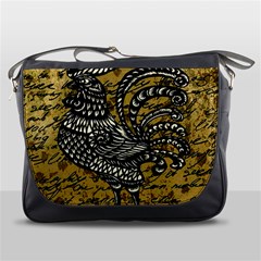 Vintage Rooster  Messenger Bags by Valentinaart