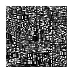 Recursive Subdivision Between 5 Source Lines Screen Black Tile Coasters by Simbadda