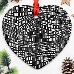 Recursive Subdivision Between 5 Source Lines Screen Black Ornament (heart)