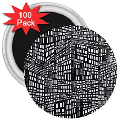 Recursive Subdivision Between 5 Source Lines Screen Black 3  Magnets (100 Pack)