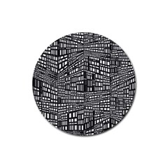 Recursive Subdivision Between 5 Source Lines Screen Black Rubber Coaster (round)  by Simbadda