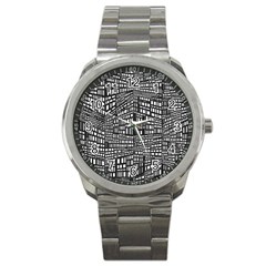 Recursive Subdivision Between 5 Source Lines Screen Black Sport Metal Watch