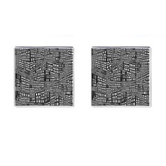 Recursive Subdivision Between 5 Source Lines Screen Black Cufflinks (square)