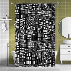 Recursive Subdivision Between 5 Source Lines Screen Black Shower Curtain 48  X 72  (small) 