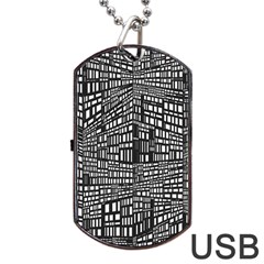 Recursive Subdivision Between 5 Source Lines Screen Black Dog Tag Usb Flash (two Sides) by Simbadda