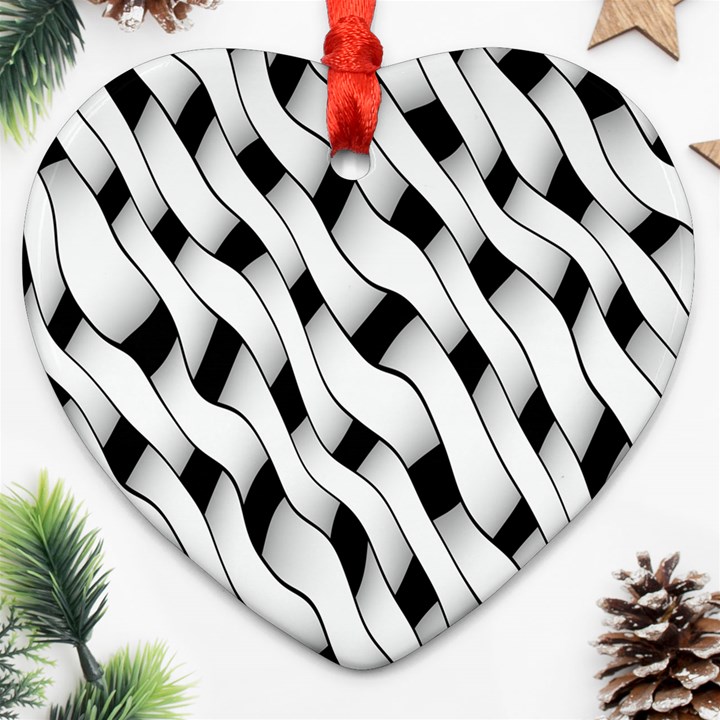 Black And White Pattern Ornament (Heart)