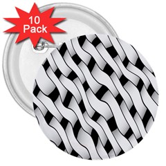 Black And White Pattern 3  Buttons (10 pack) 