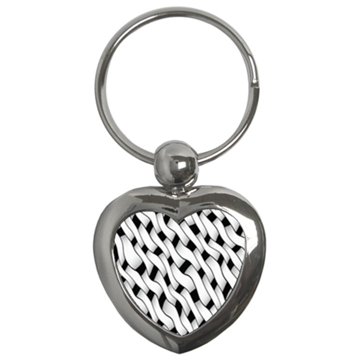 Black And White Pattern Key Chains (Heart) 