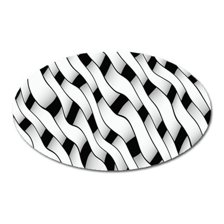 Black And White Pattern Oval Magnet