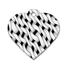 Black And White Pattern Dog Tag Heart (Two Sides)