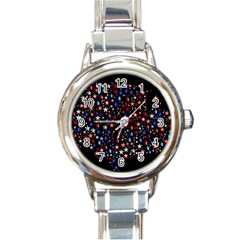 America Usa Map Stars Vector  Round Italian Charm Watch by Simbadda