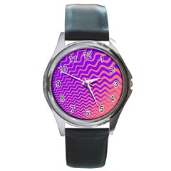 Pink And Purple Round Metal Watch