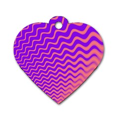 Pink And Purple Dog Tag Heart (one Side)