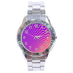 Pink And Purple Stainless Steel Analogue Watch