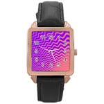 Pink And Purple Rose Gold Leather Watch  Front