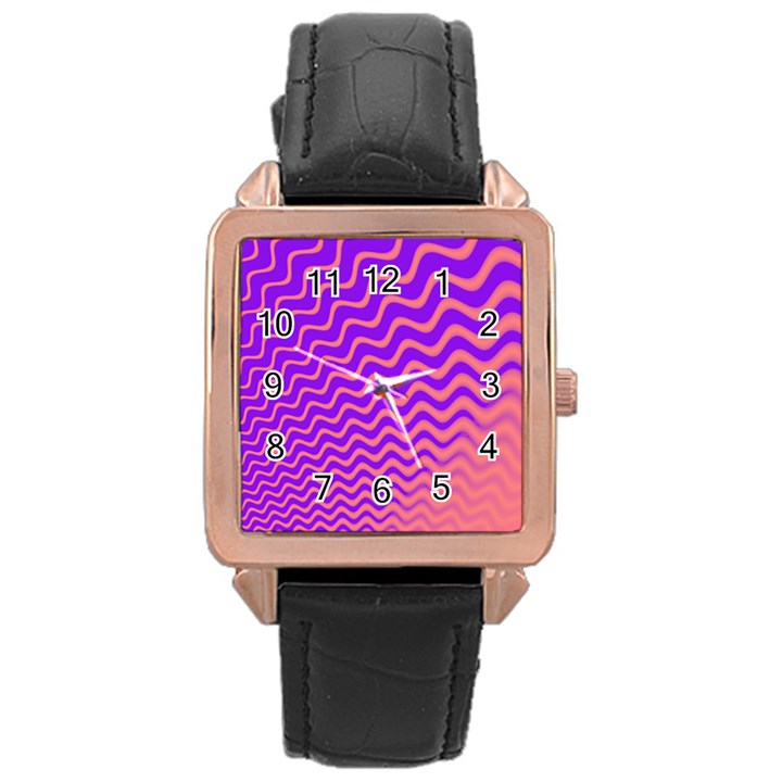 Pink And Purple Rose Gold Leather Watch 